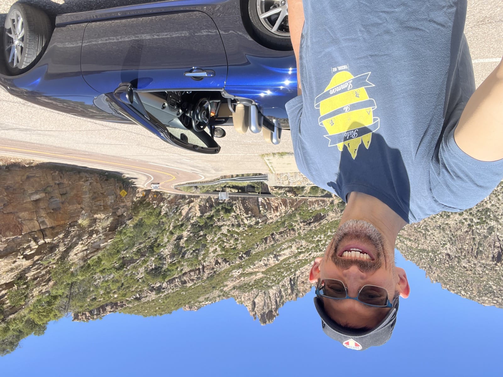 Tim and the Miata on a mountain road